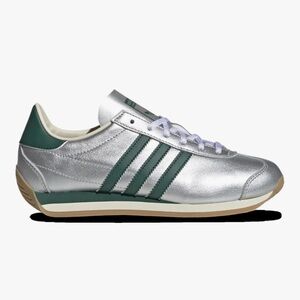 Adidas Metallic Silver with Forest Green Stripes